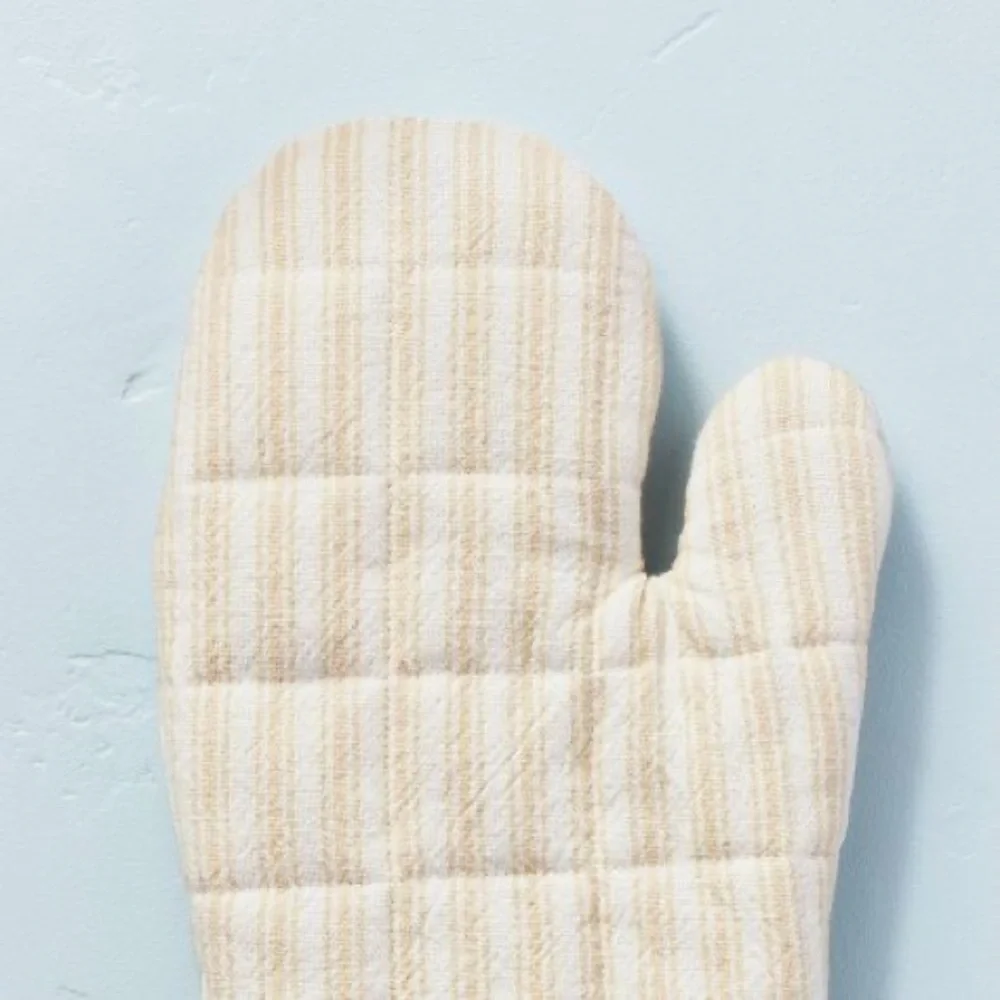 Engineered Stripe Oven Mitt Ivory/Cream - Hearth & Hand with Magnolia